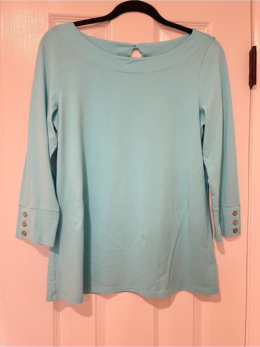 Lilly Pulitzer - Aqua Boatneck Tunic with Button Cuffs
